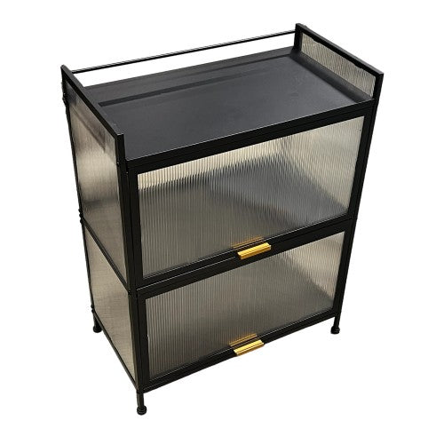 3-Tier Multifunctional Storage Rack, 60cm Width Storage Cabinet with Flip Up Doors for Home, Kitchen, Pantry, Bedroom, Office (Black) 3-Tier Multifunctional Storage Rack, 60cm Width Storage Cabinet with Flip Up Doors for Home, Kitchen, Pantry, Bedroom, Office (Black)
